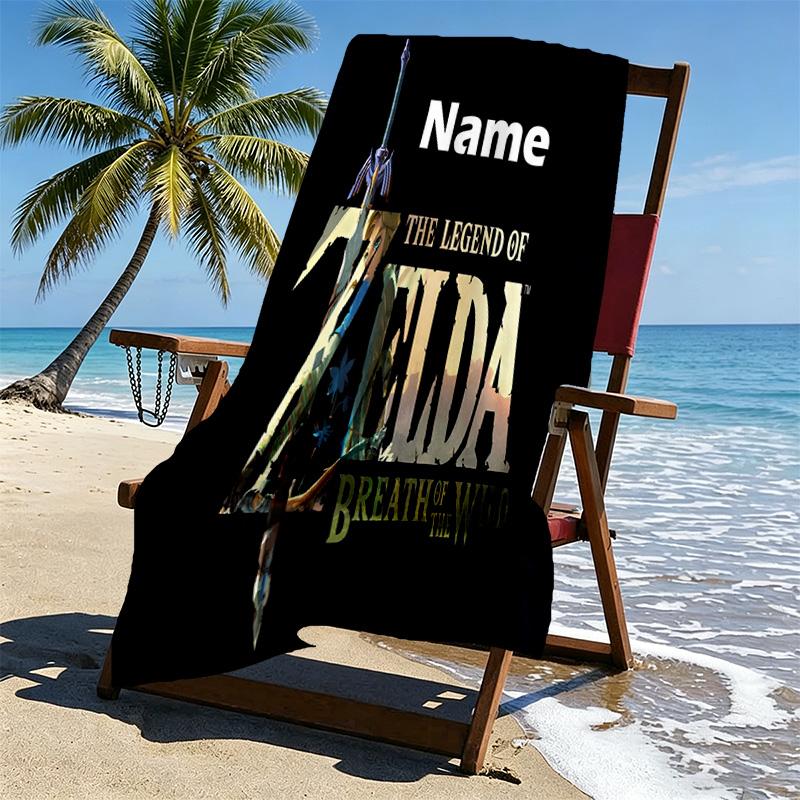 Custom Name Personalized Video games Print Beach Towel, for Trip Camping Beach Party Home Decor, Birthday Gift for Family & Friends
