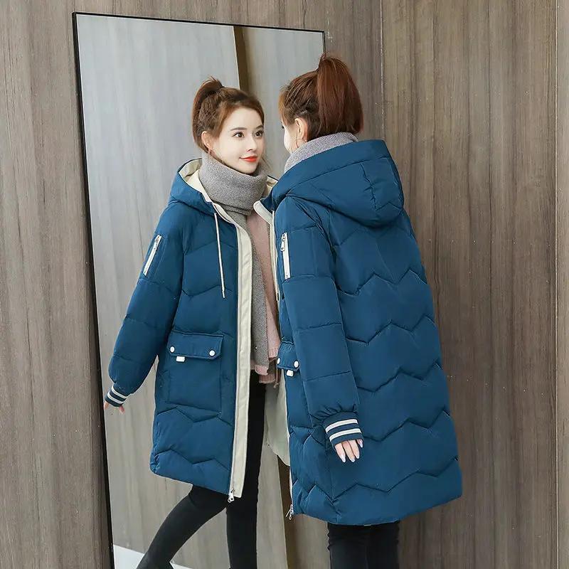 VAYLA Women Winter Warm Coat Fashion Hooded Down Jacket Cotton Padded Long Female Zipper Outerwear