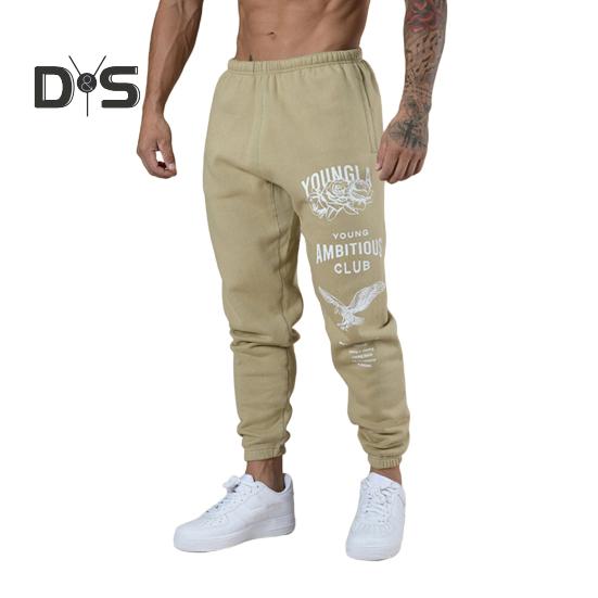 

Мужские спортивные брюки с эластичной талией на шнурке и карманами, принтованные джоггеры, свободные однотонные брюки с резинкой на щиколотке, спортивные штаны M хаки