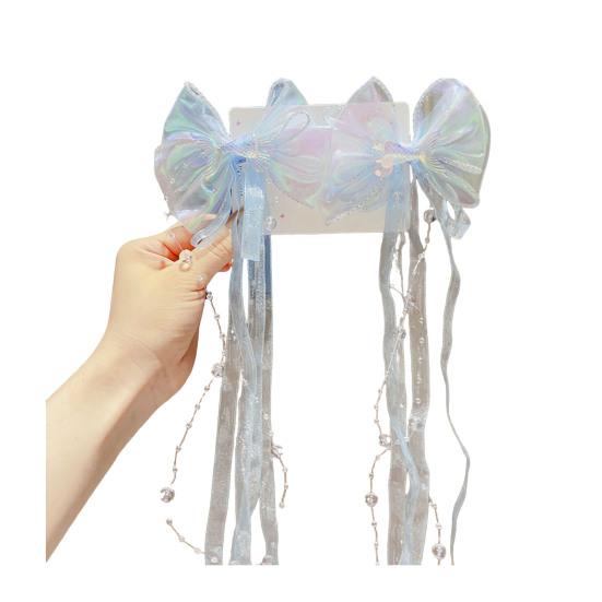 Girl Hair Pin Bowknot Starfish Shell Faux Pearls Chain Decor Kids Hair Clip Princess Headwear Hair Accessories