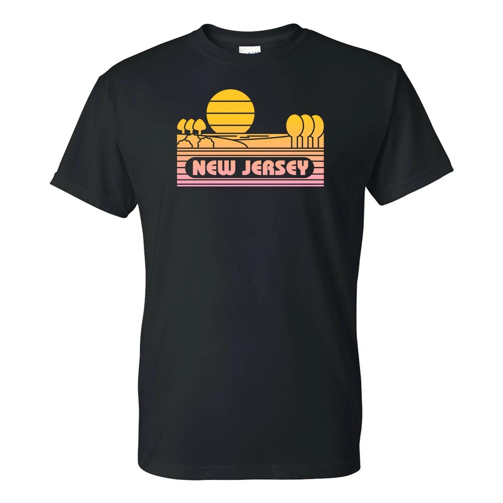 New Jersey Groovy Sunset - Landscape Vacation Home State T Shirt - Black 3XL