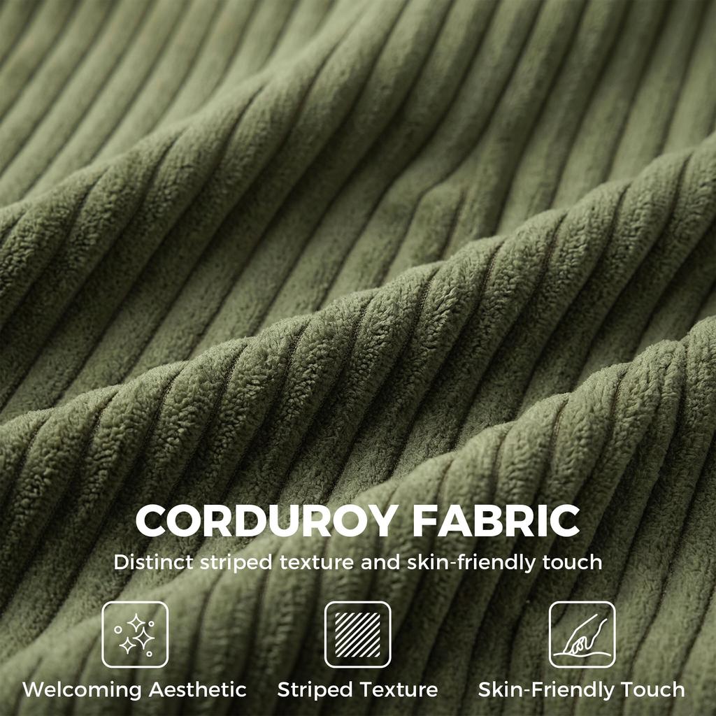 Loveseat Sofa with Wide Seat, Corduroy 2 Seater Couch with Deep Seat, Spring Cushion, Green
