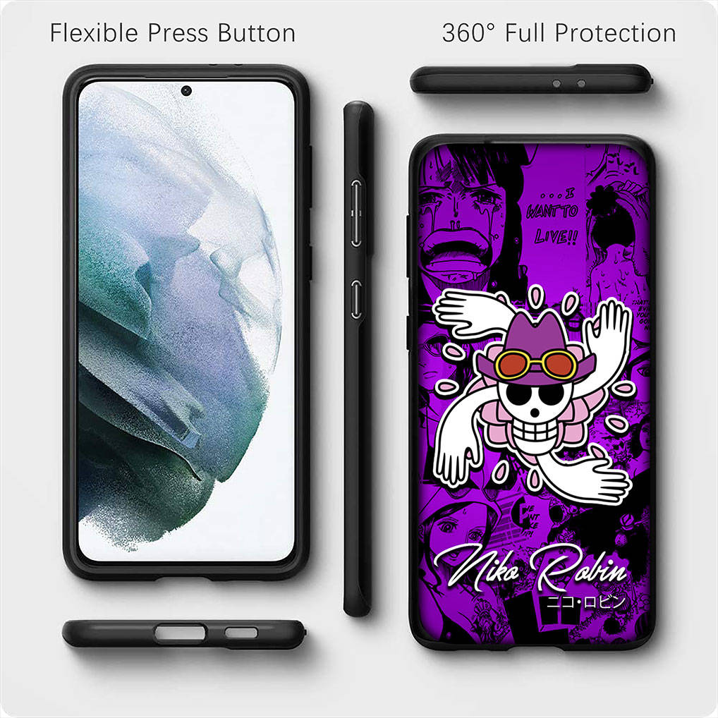 for Samsung Galaxy S24 S23 iPhone 16 15 14 Xiaomi Redmi Note 13 12 11 Plus 9 Pro Max X XR Phone Case Wallpaper Nico Robin One Piece Luffy OPPO Huawei