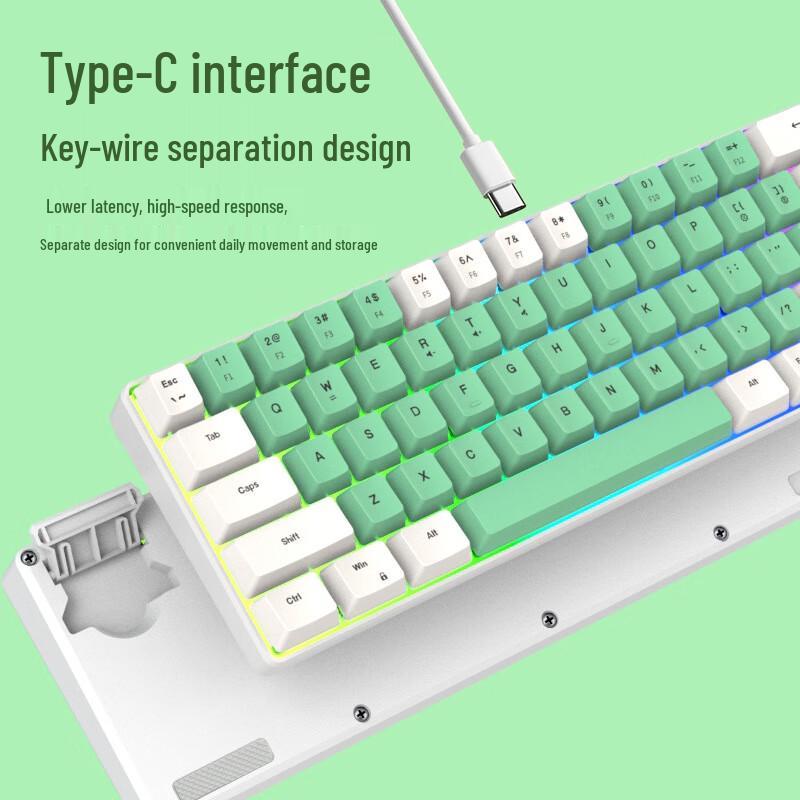 Y-FRUITFUL 68-Key Two-Tone RGB Mechanical Feel Gaming Keyboard
