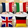 Europäische Nationalflaggen Kissenbezug Natürliches Leinen Bio-Stoff Beidseitiger Druck Zimmer Sofa Dekor Kissenhülle