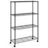 Storage Rack with 4 Shelves and Wheels 90x35x142 cm Black 200 kg