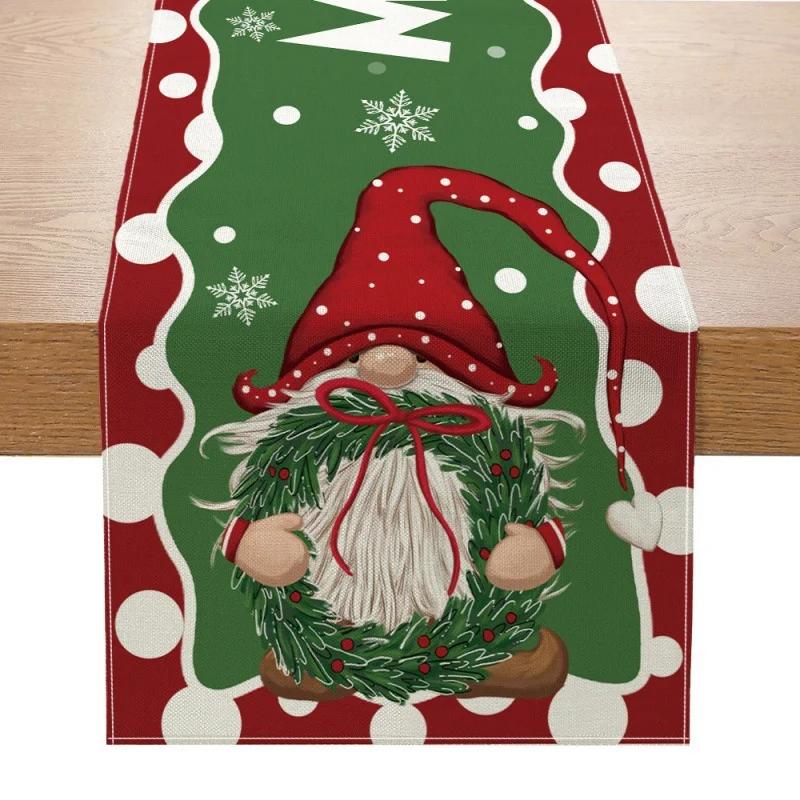 Christmas Table Mat Linen Print Santa elk Table Runner Christmas Decor Snowman Xmas Tree Pattern Tablecloth Home Xmas Ornaments