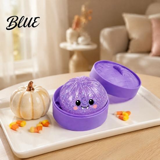 Squeeze Toy with Steamer Box 1/4/5Pcs Halloween Dumpling Box Cartoon Glitter Steamed Bun Stress Relief Toy Ball Fidget for Home Office Toys