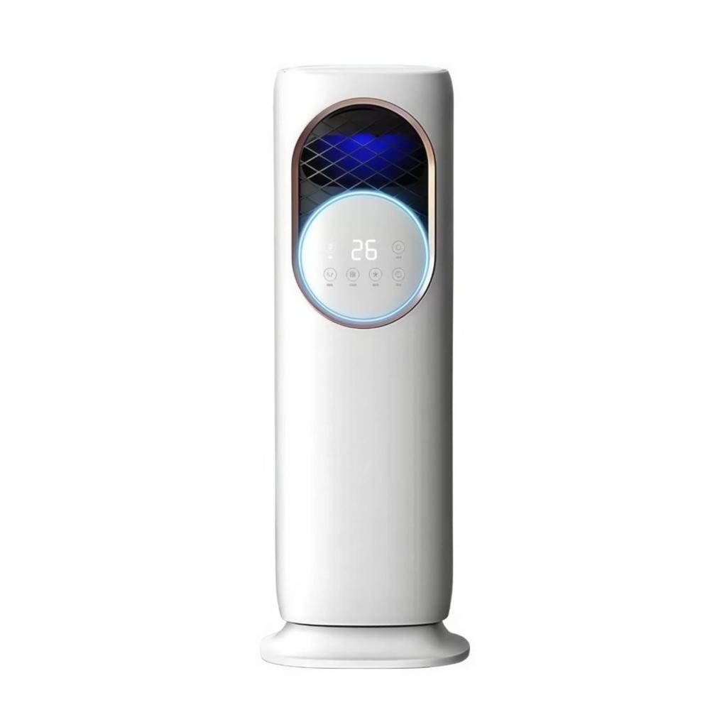Mesh Grille Touch Buttons Freestanding Air Cooling Unit Fan Cylindrical Body