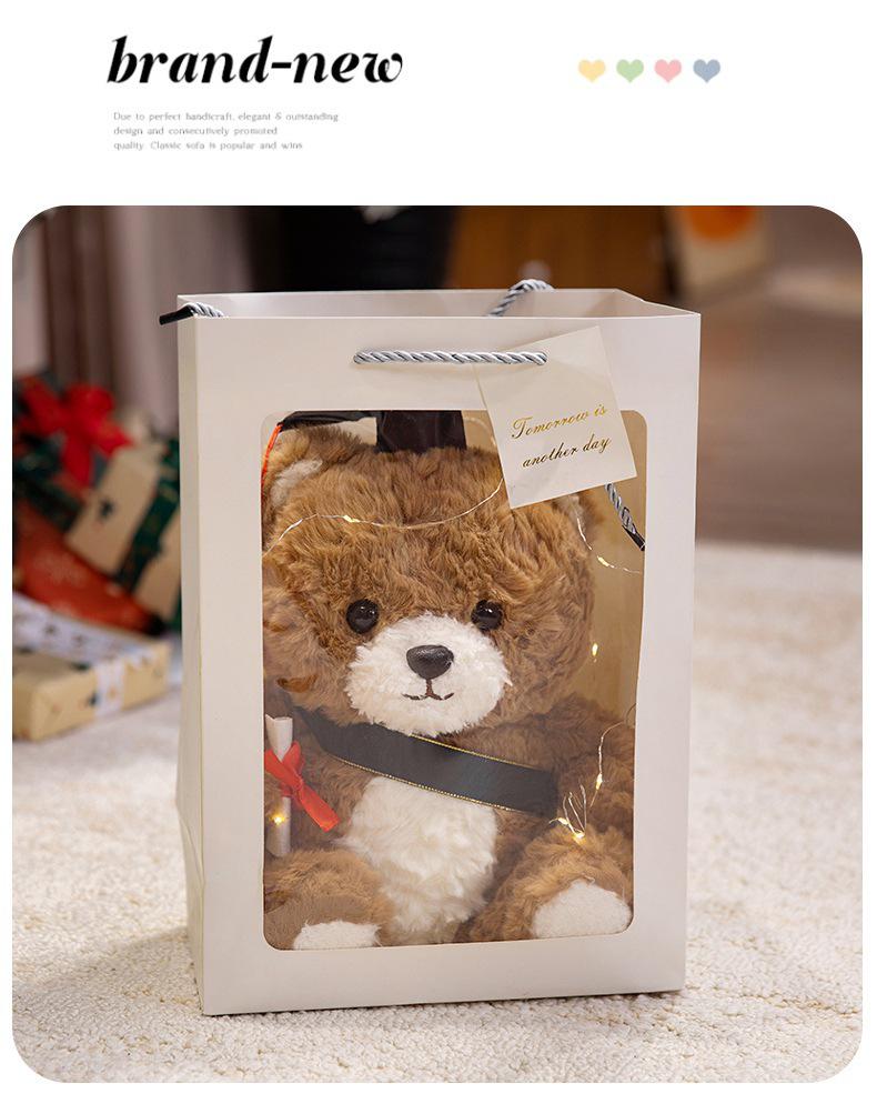 Graduation Teddy Bear Plush Toy - Cute Dr. Cake Bear Stuffed Animal Gift for Girls' Birthday