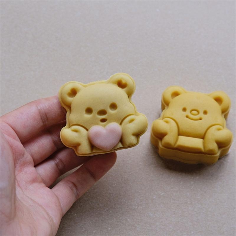 Cookie Stamps Heart Bear Moon Cake Molds Hand Pressure Moon Cake Maker Bakings Tool for MidAutumn Festival