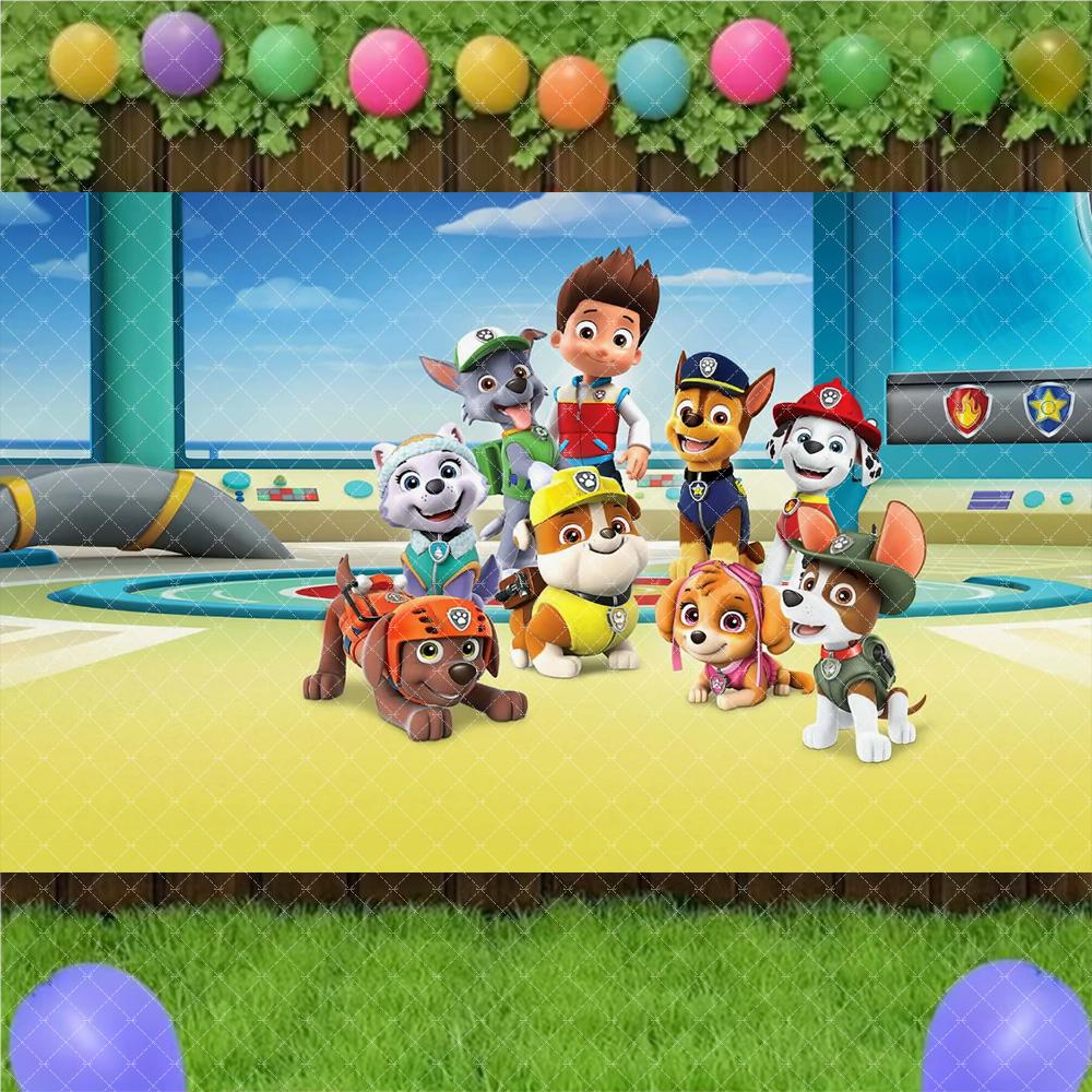 Paw Patrol birthday party decorations, backdrop with dynamic rescue dog poster, baby shower supplies277