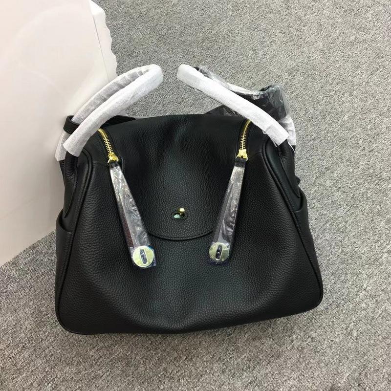 2026 New Genuine Leather Women's Bag Top Layer Cowhide Togo 30cm Lindi Crossbody Medicine Cross-border