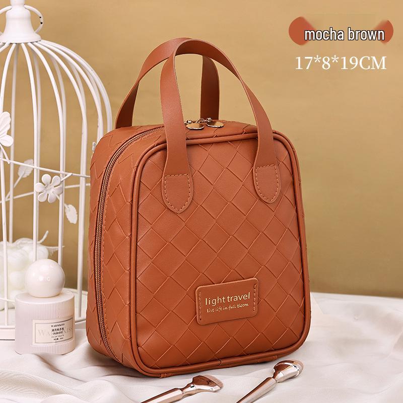 PU Handheld Woven Large Capacity Makeup & Lipstick Travel Bag