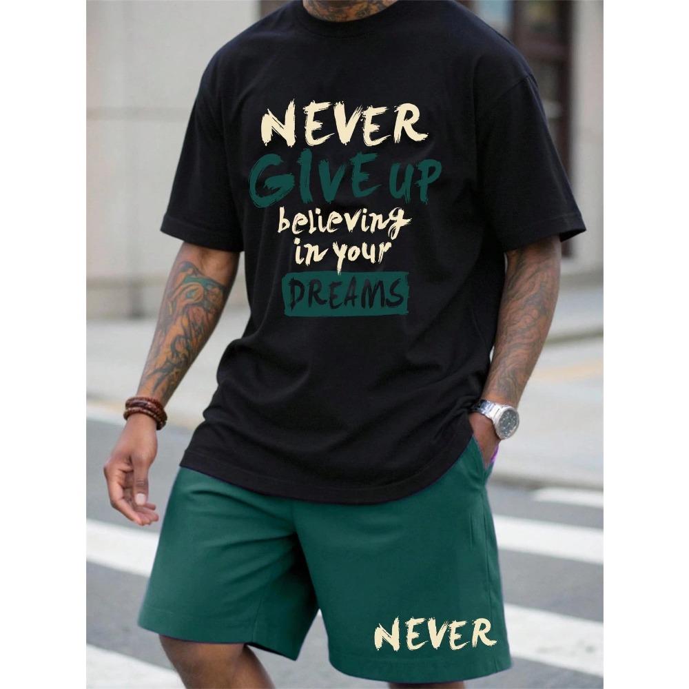 Summer Men s 3D Text Printing Sports Suit Fashion Versatile Trend Casual Breathable S
