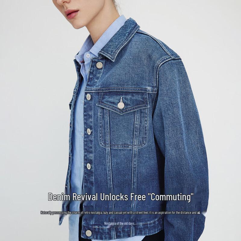Navigare Women's Short Retro Workwear Denim Jacket
