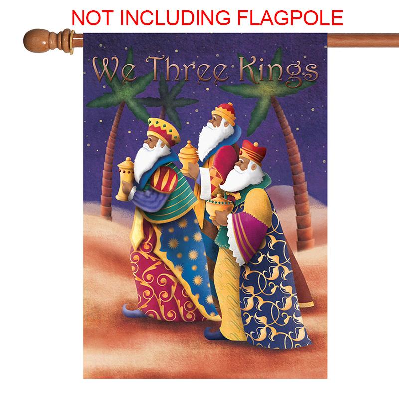 We Three Kings Colorful Wise Men Christmas House Garden Flag Yard Banner