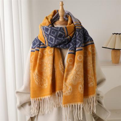 Mode Kaschmirschal Warm Winter Für Elegante Frauen Koreanischer Stil Druck Doppelseitige Wickeltücher Halstuch Schal Schals