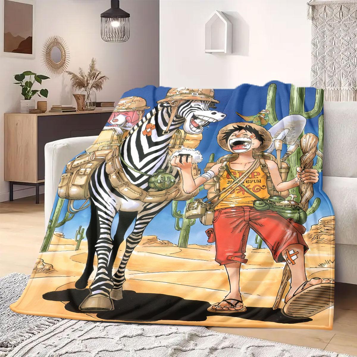 

OnePiece Flannel Blanket Cartoon Print for Travel Picnics Bedrooms Sofas Beds Chairs Various Sizes Available 75x90cm