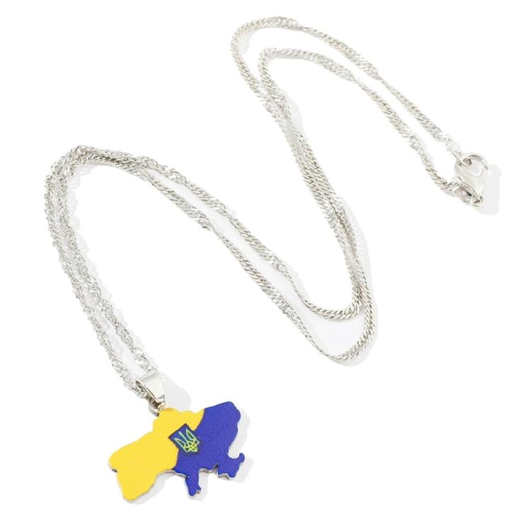 Titanium Steel Ukraine Map Pendant Necklace Ukrainian Jewelry With Chain