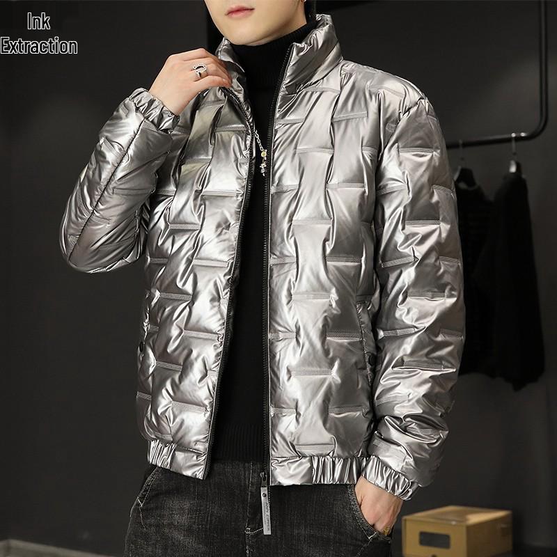 Men's 2023 Korean Style Shiny Winter Jacket - Thick, Warm, Trendy Cotton Coat