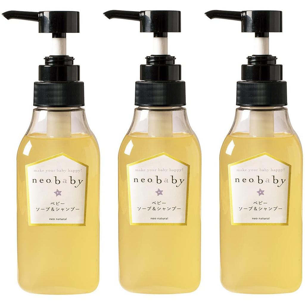 Neobaby Neobaby Dětské mýdlo šampon Koňský olej Bio Hydratační mýdlo Neo Natural 300ml Sada 3 kusů [Dětský šampon] & Bez přísad