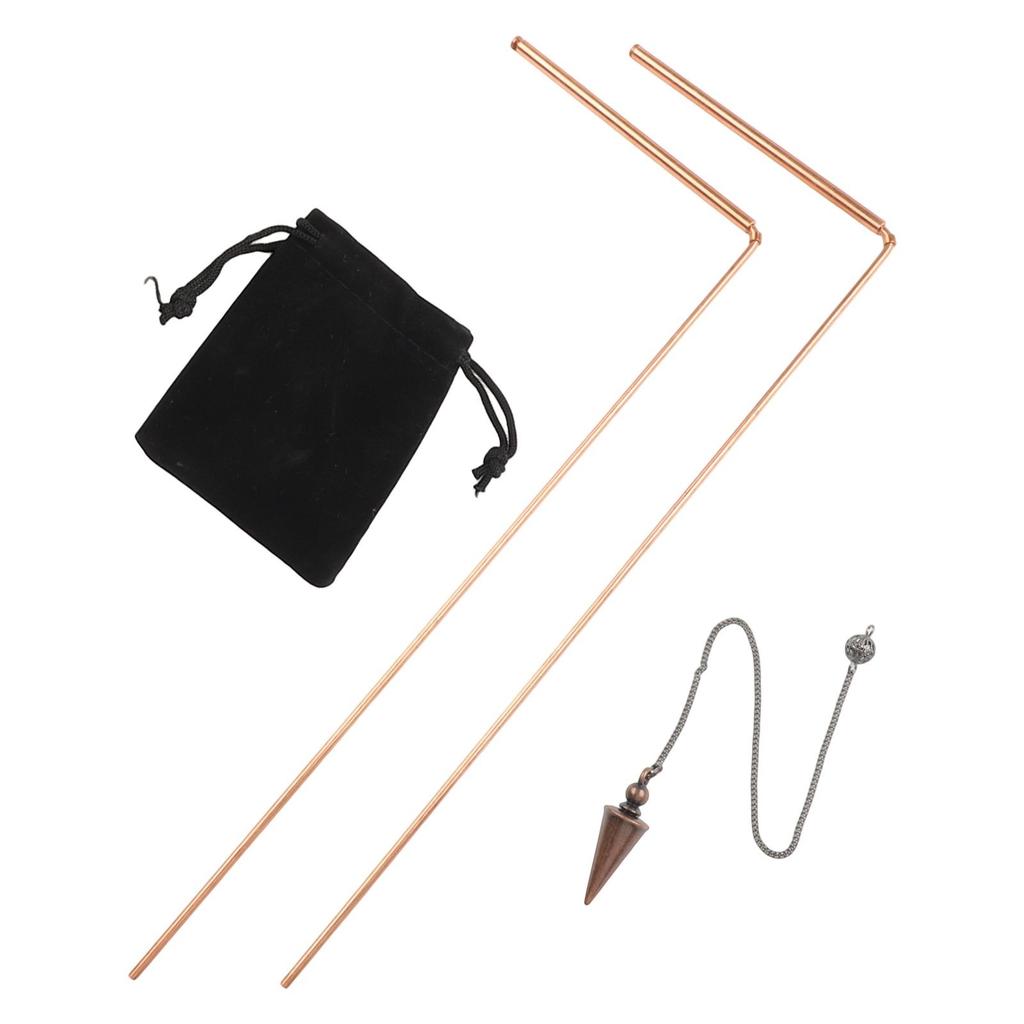 Copper Probe Set Two Telescopic Dowsing Rods & Reliable Divination Pendulum