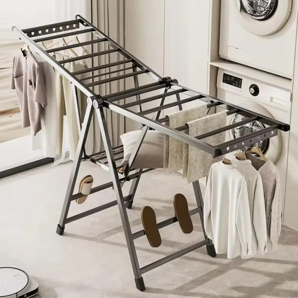 Foldable Drying Rack Floor Standing Balcony Clothes Rack Indoor Drying Hanger Large Capacity Save Space Foldable Clothes Hanger