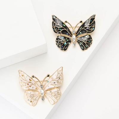 Vintage Emaille Muschel Schmetterling Brosche High-End Temperament Damenbekleidung Corsage Schmuck Pin