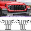 Car Front Hood Grille Ring Cover Headlight Circle Protective Sticker For Jeep Wrangler JL For JT Gladiator 2024 Up Car Exterior Accessories 