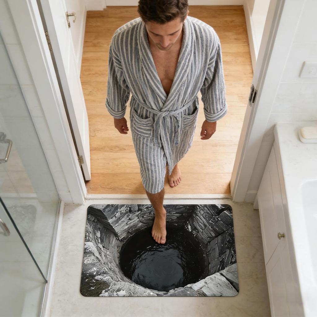 Illusion Rug Realistic Trap Bottomless Hole Door Pad 3D Carpet Rugs For Indoor Outdoor Home Living Room Bedroom Kitchen Bathroom