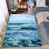 Ocean Wave Pattern Carpet Rug, Blue Sea Design for Bedroom Decor Suitable for Use As an Anti-slip for Living Room Bedroom Sofas