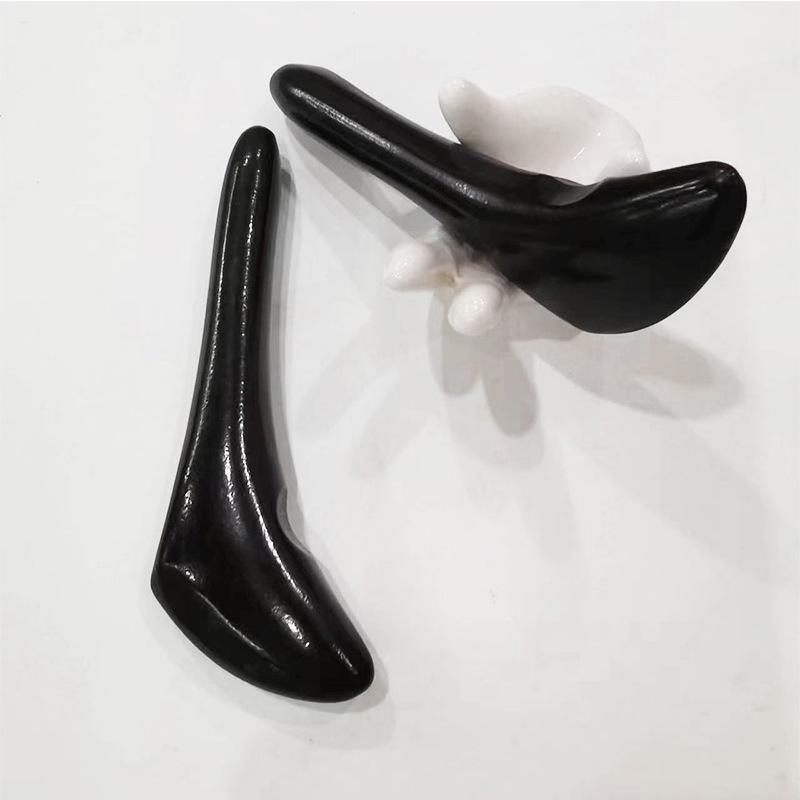 Black Buffalo Horn Meridian Stick: Acupuncture Pen, Facial Scraping Tool, Eye Massage Stick for Dark Circles Removal.