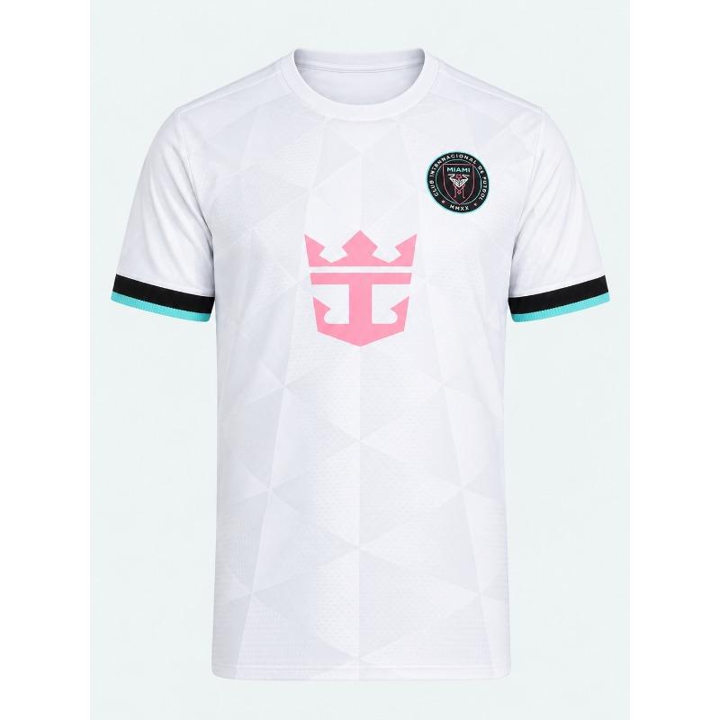Inter Miami CF 26-27 Home Soccer Jersey Pink Striped Men Short Sleeve Crew Neck Football Shirt Match Training