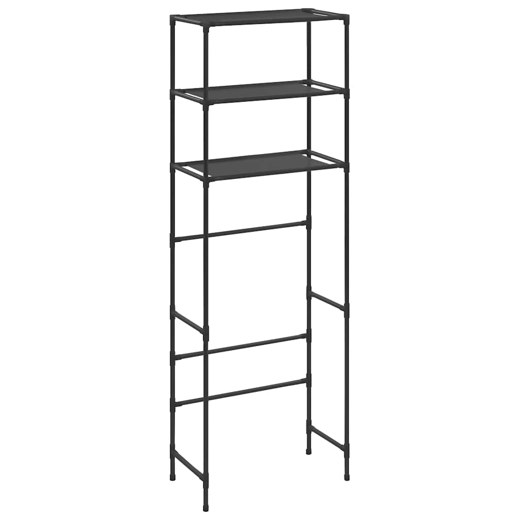 Scaffale per WC con 3 Ripiani Nero 53 x 28 x 169 cm