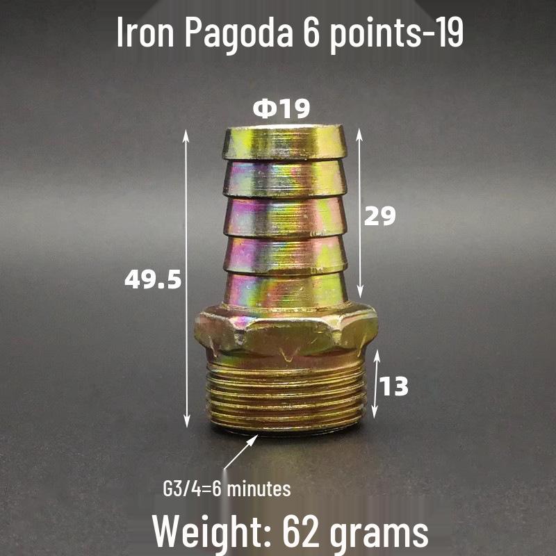 Iron-Plated Threaded Pagoda Hose Connector - Fits 1/2, 3/4, 3/8, 1/4, 1 Inch