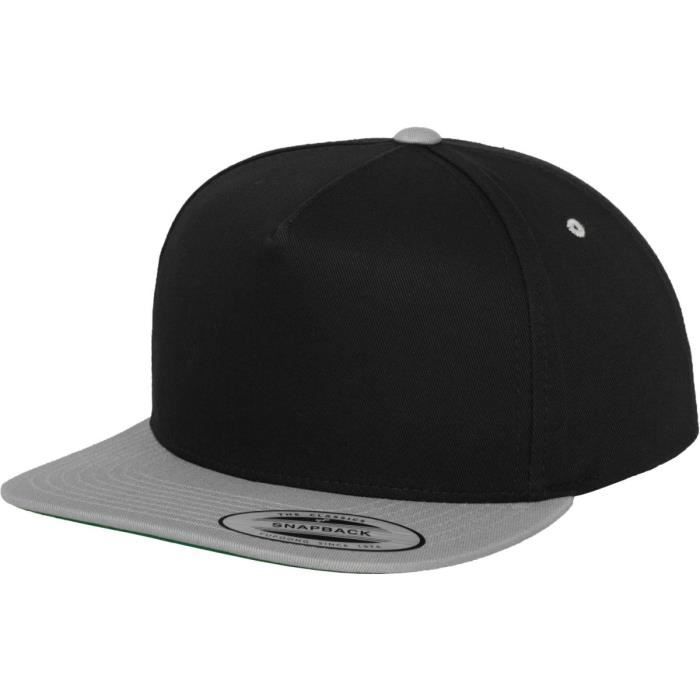 Casquette Snapback Flexfit Classic 5-Panel - Noir / Argent - Adulte - Mixte
