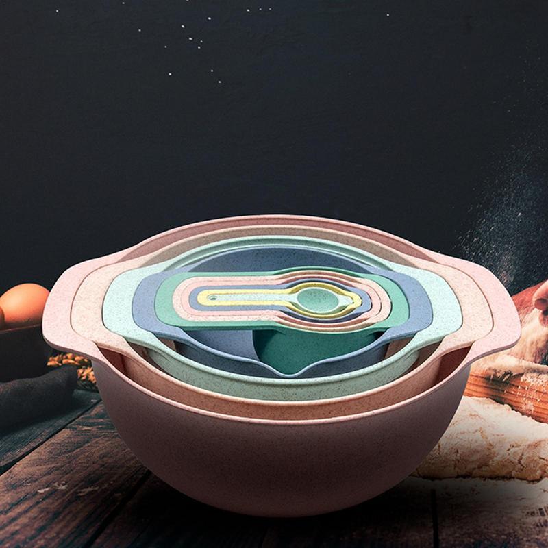 10Pcs Plastic Mixing Bowl Set Colorful Nesting Bowls Sifter Colander Colorful Kitchen Accessories for Baking and Mixing