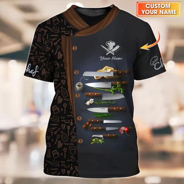 2025 Neue Designs Koch 3D-Druck T-Shirt Personalisiert Individueller Name T-Shirts Uniform Kurzarm Locker Schnelltrocknend T-Shirts Unisex Oberteile