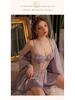 Guiruo Satin Lace Nightdress & Robe Set with Chest Pad