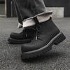 Big head leather shoes platform Martin boots men's middle help 2024 new tooling locomotive trend short boots 18922-J