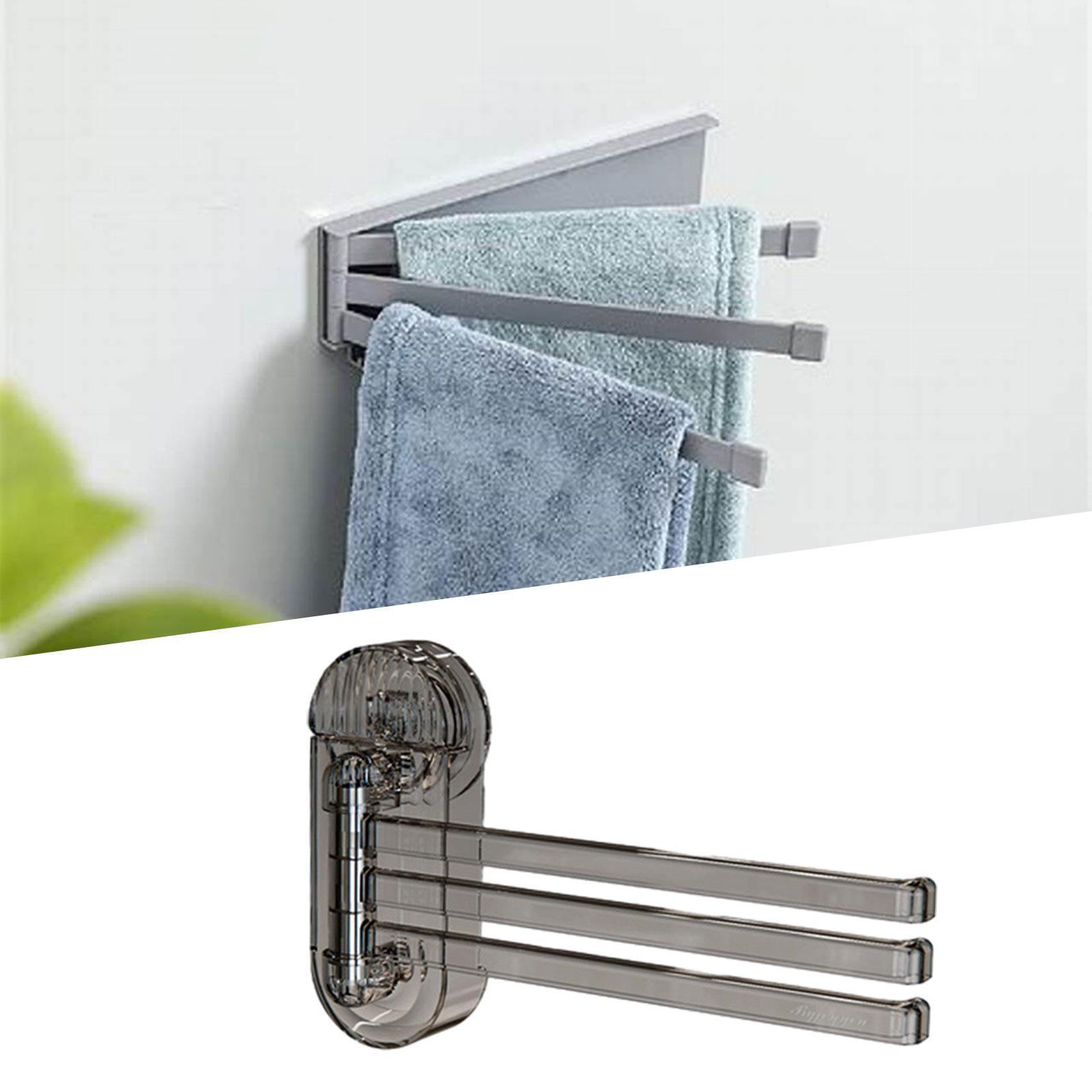 

Rotatable Towel Rack 3 Rods Suction Cup Elegant for Restaurant Home Use Dorm серый