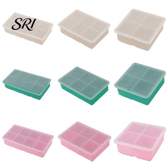 Durable Silicone Ice Mold Cube Tray with Lid 4/6/8 Cavities Easy Release Drinks Summer Refrigerator Cocktail Whiskey Maker Press Kitchen Supplies