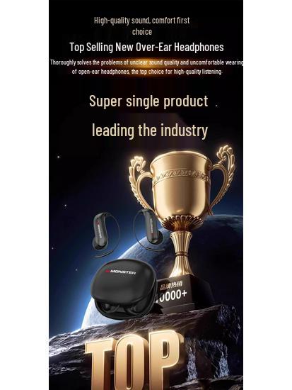 Monster C01 Bluetooth Open-Ear Bone Conduction Wireless Headphones, Ultralight and No-Feel Over-Ear Design