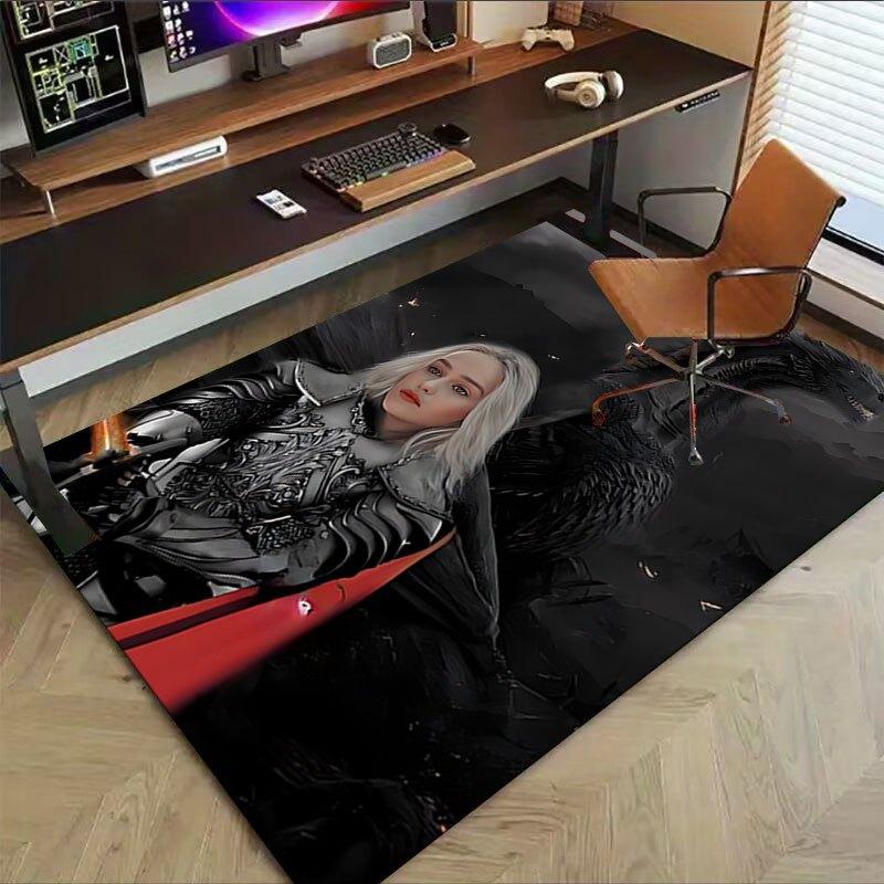 1pc Fire and Blood Office Carpet Chair Mats, Home Decor Mat | Fantasy Theme Mat | Durable Mat, Dragon DecorB06