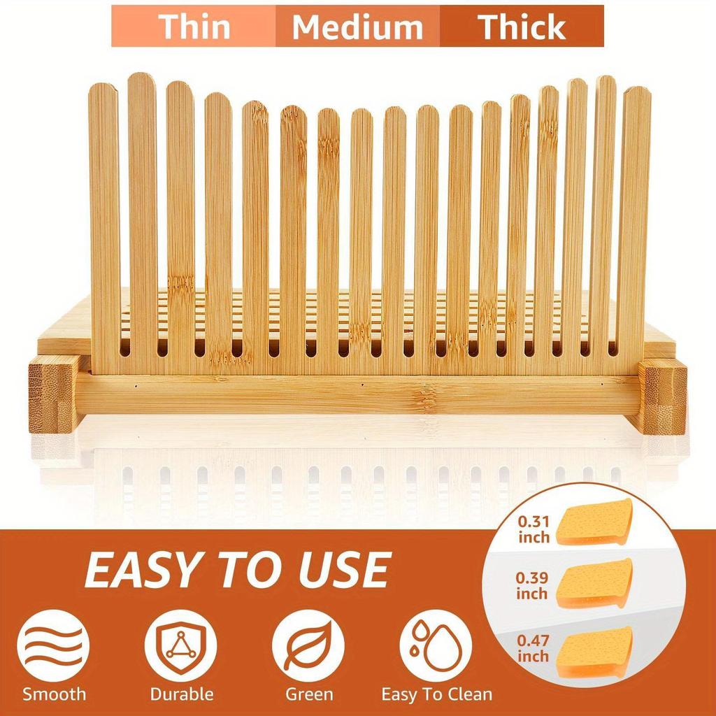 Bamboo Bread Slicer with Crumb Tray for Home Baking