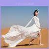 Ethnic Style Long Dress With V Neck And Sleeves For Summer Travel Comfort