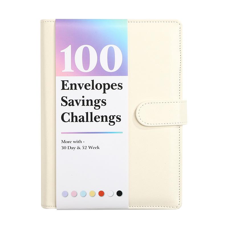 100-Day Envelope Challenge Loose-Leaf Notebook: PU Colored Savings Planner for Couples