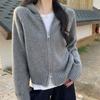 Double zipper hooded knitted cardigan women's autumn and winter exterior design lazy gentle wind sweater jacket