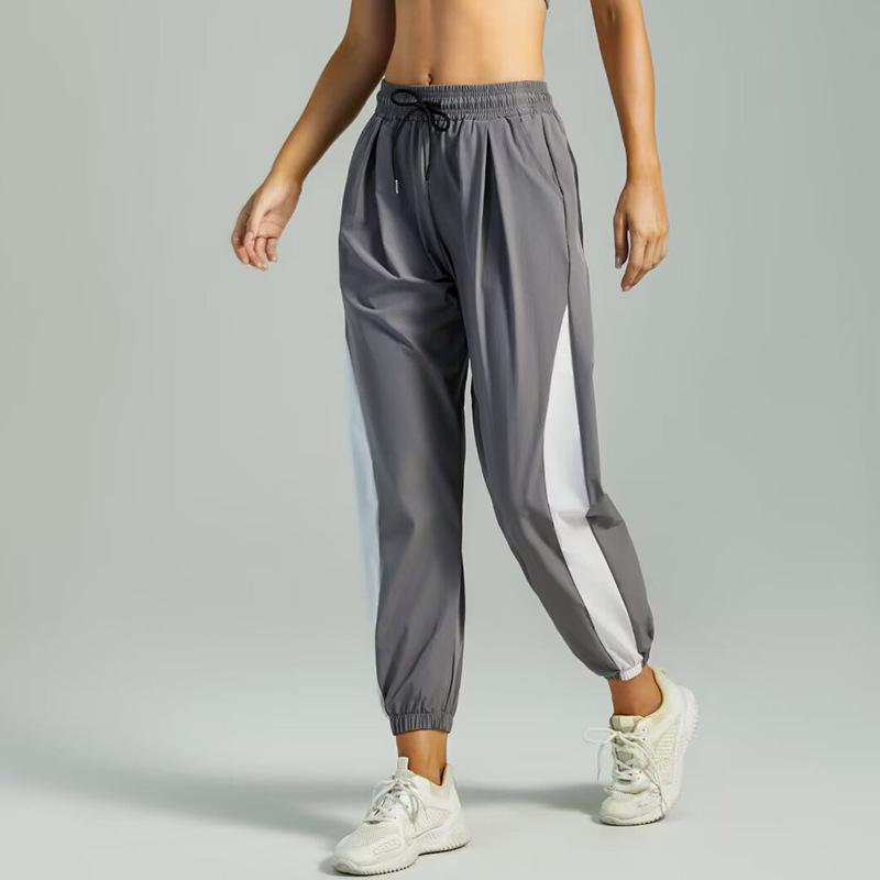 

Женские брюки для йоги свободного кроя с цветными блоками, быстросохнущие, дышащие для летних тренировок и бега L серый